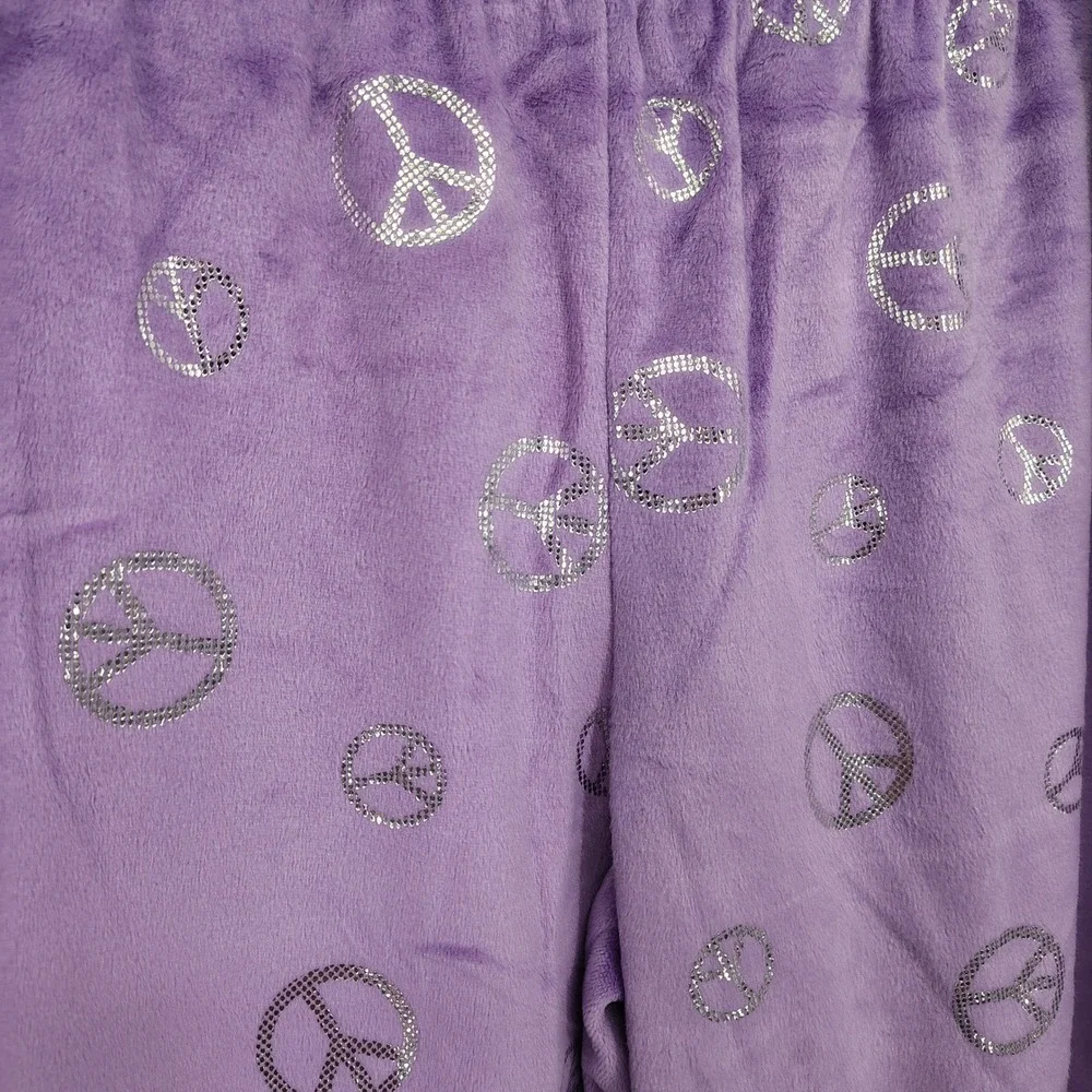 NWT Wonder Nation‎ Kids Girls Pajama Pants Set Size Medium 7-8 Purple Peace Sign